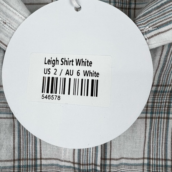 PRINCESS POLLY Leigh Lightweight Plaid Shirt in White, Size 2, Oversized Fit NWT - Picture 6 of 9